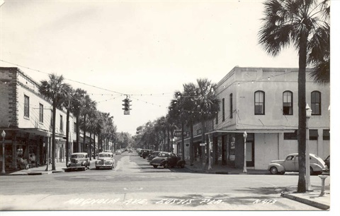 Black and white view of Downtown Eustis 