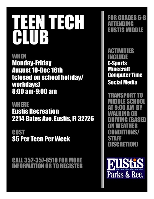 Teen Tech Club Fall 2021 Flyer