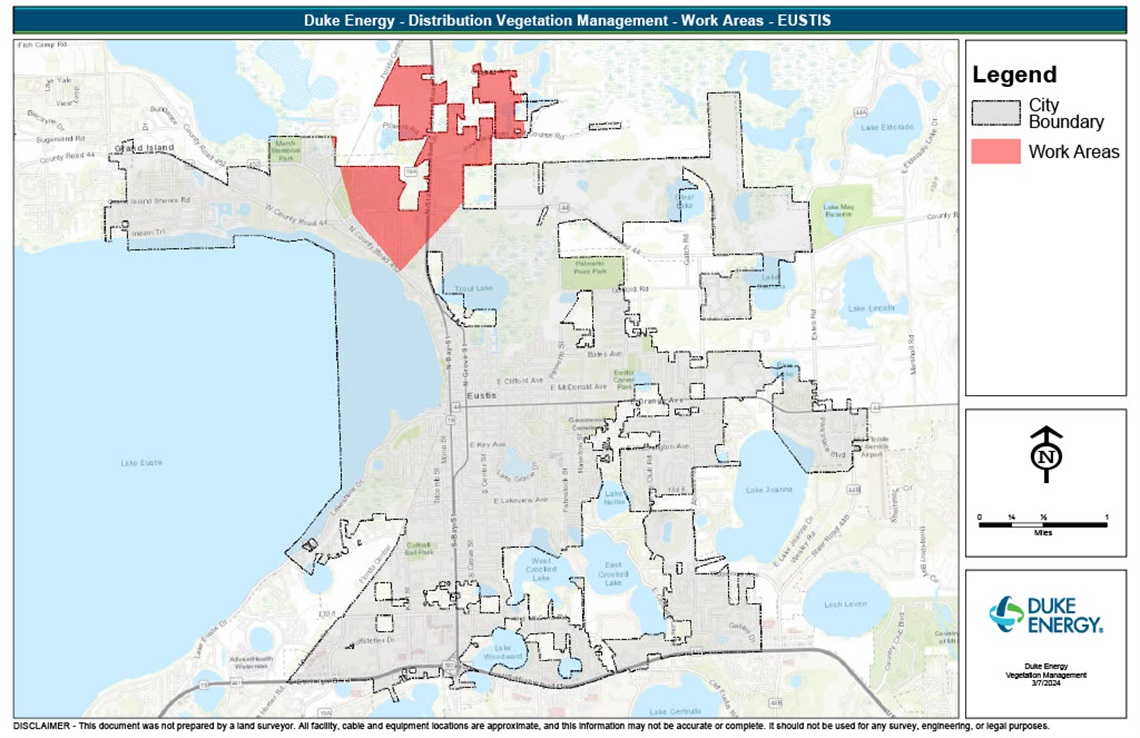 Map of tree Duke Energy tree pruning 