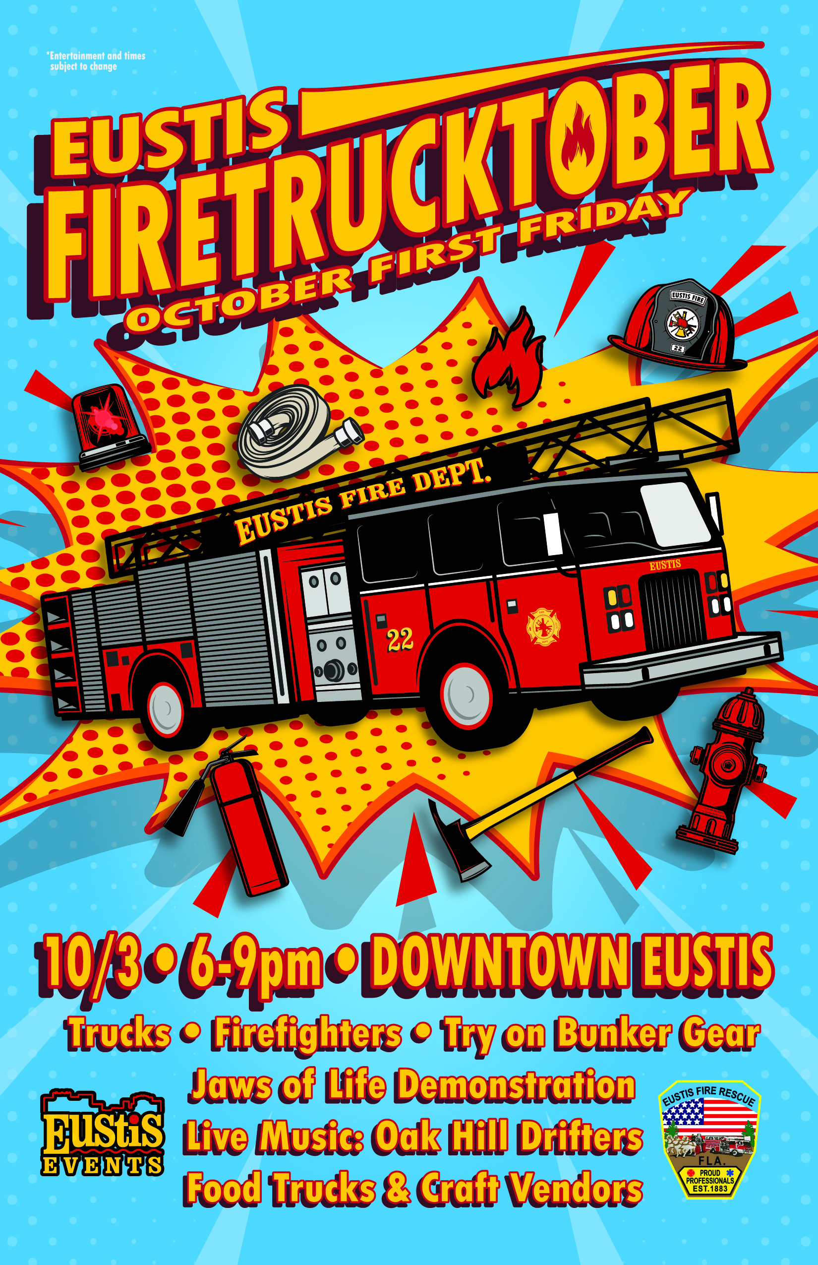 Firetrucktober will be on Friday, Oct. 3 from 6 - 9 p.m. in Downtown Eustis