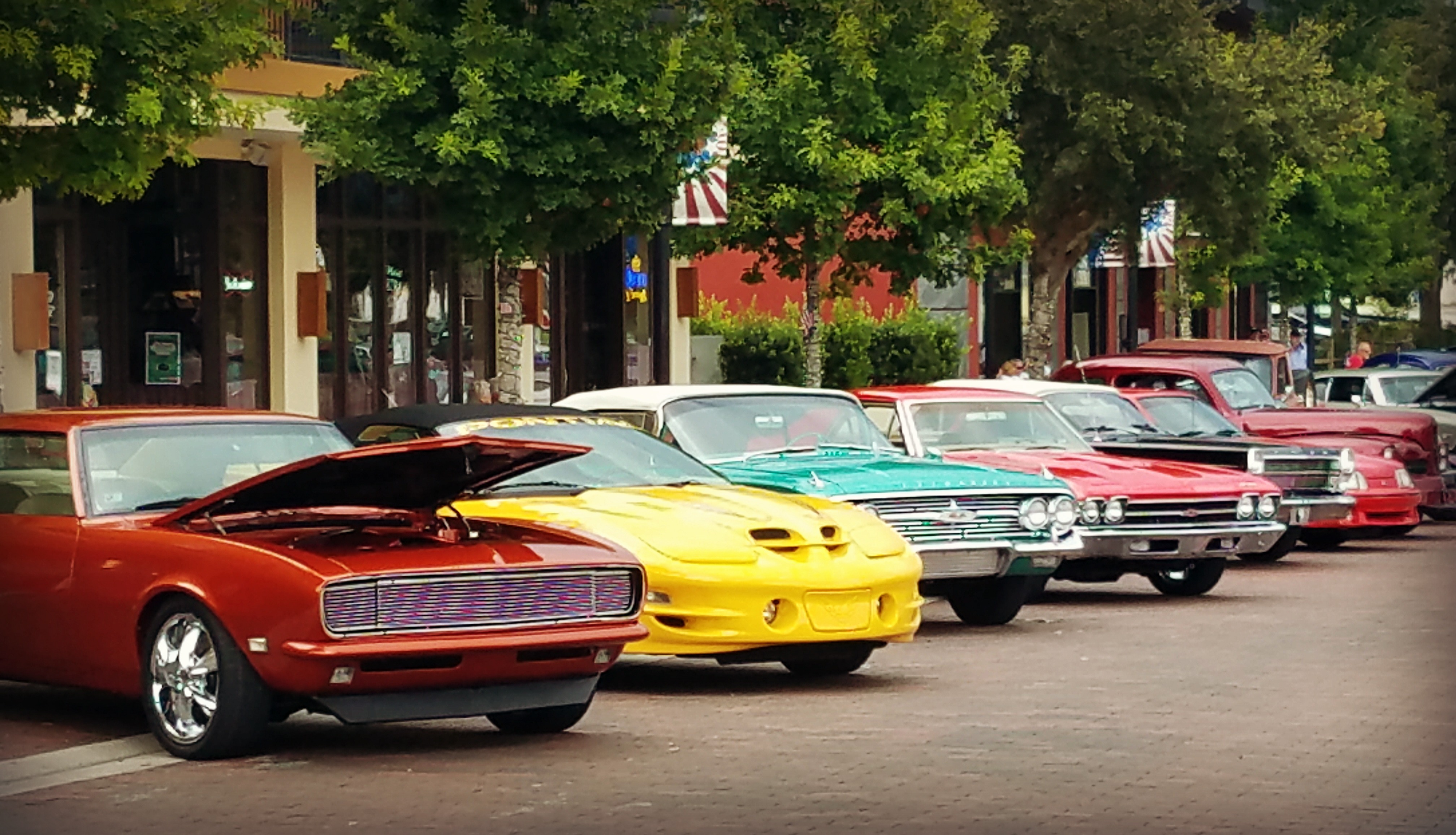 Classic Car Show Lined up outside in downtown Eustis 