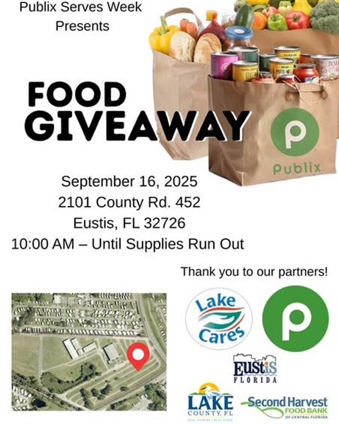 The Lake Cares Food Giveaway will be on Tuesday, September 16 starting at 10 a.m. 