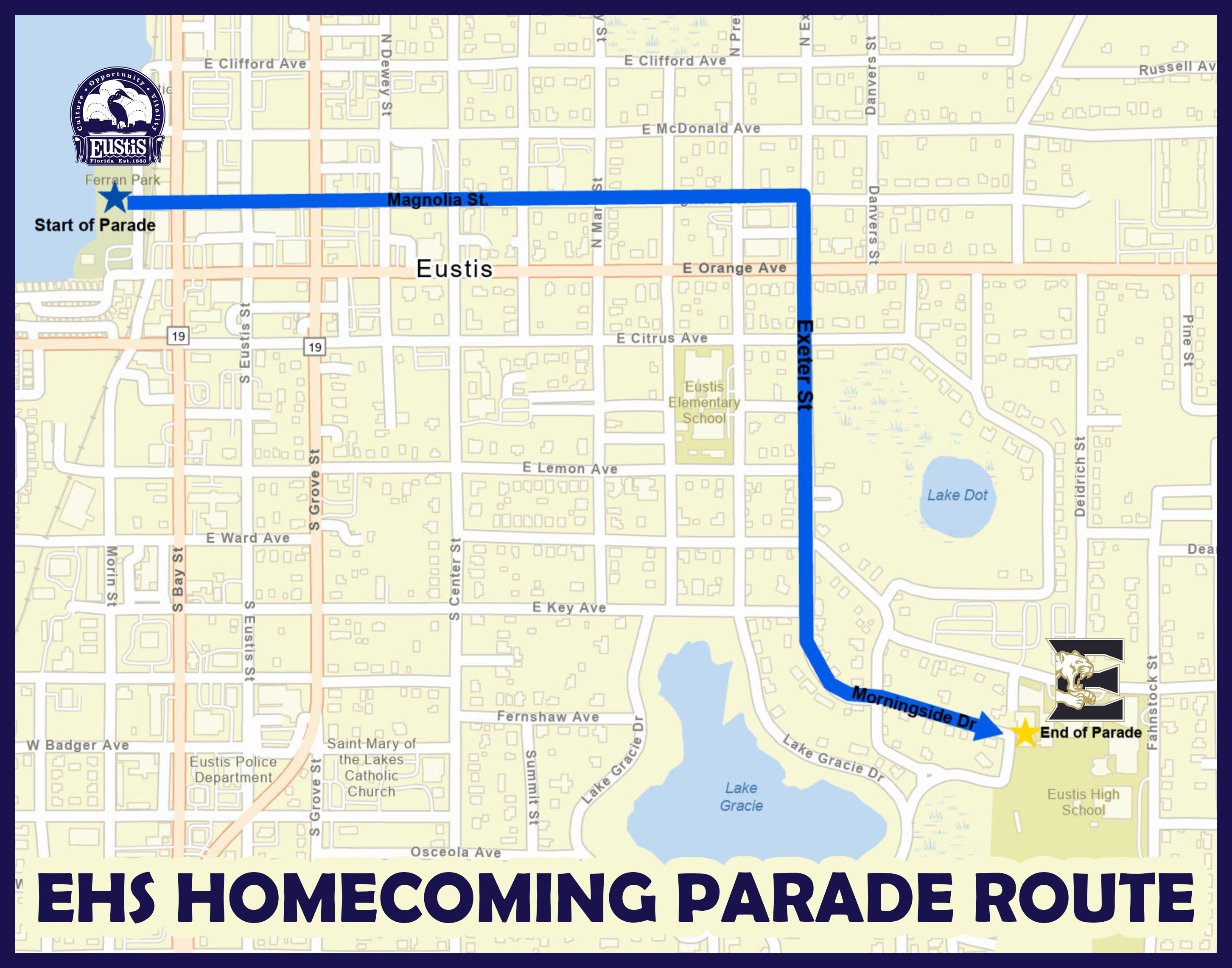 EHS Homecoming Parade route 2025
