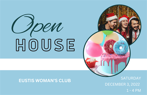 Open House Event Image with donuts and christmas party backgrounds