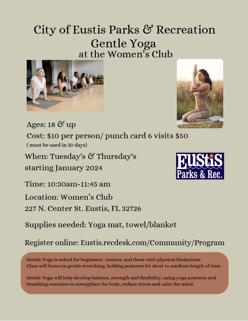 Updated flyer for 18 & Up gentle yoga