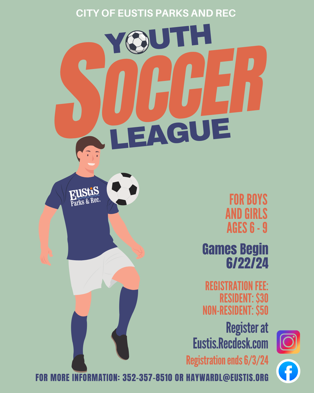 Registration for the youth soccer league is open until June 3rd, 2024.