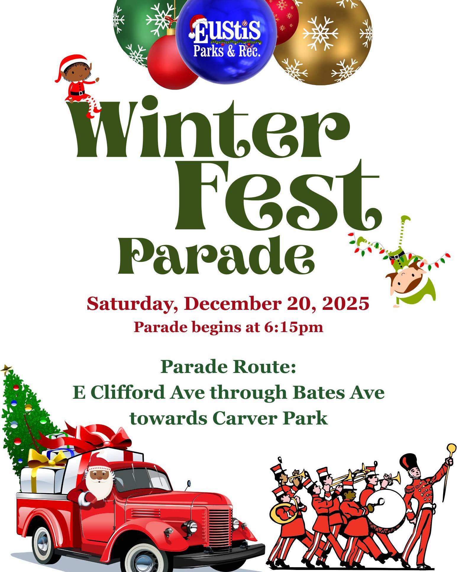 Winter Fest will be on Saturday, Dec. 20 from 6 - 9 p.m. in Carver Park