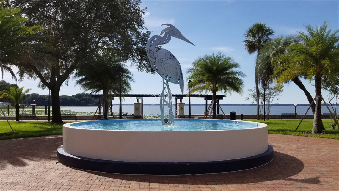 Ferran Park with Heron Bird Sculpture 