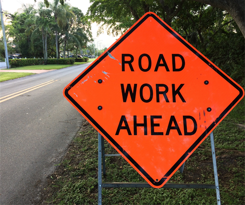 Road Work Ahead Sign