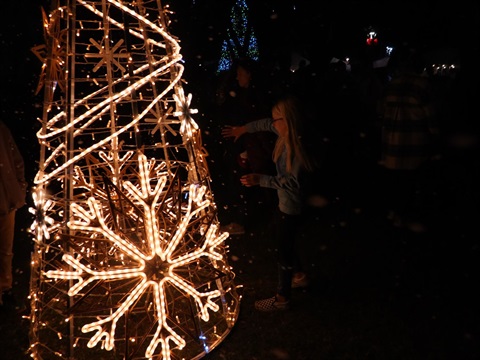 Christmas tree decoration and snow in Ferran Park